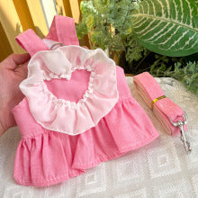 Pet Spring/Summer Princess dress Dog/Cat Lace love Cowboy suspenders dress Small medium-sized