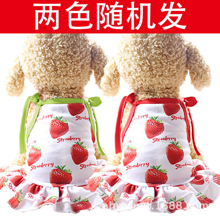 Pet fruit strawberry banana printing VIP teddy puppy dog clothes cat skirt T-shirt vest supplies factory