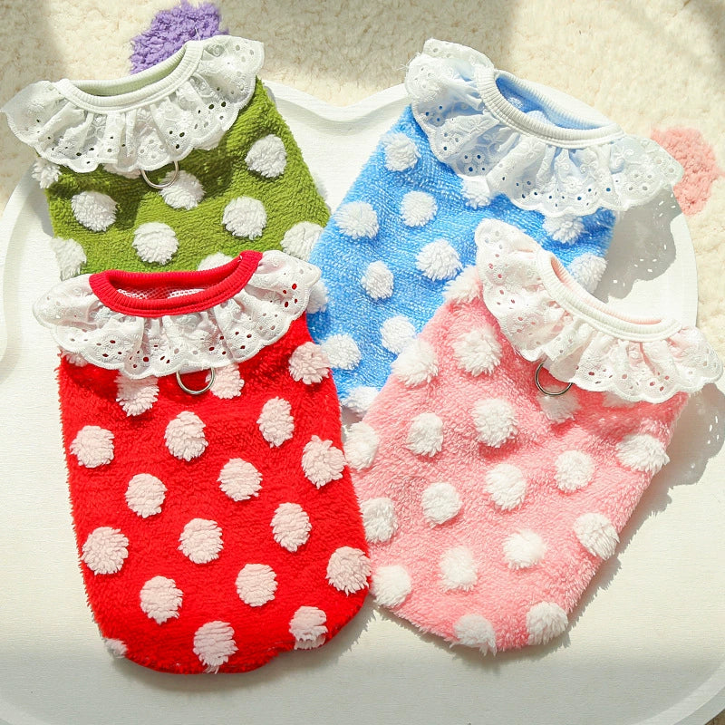 Dot pattern lace fall-winter new style cat clothes and dog clothes